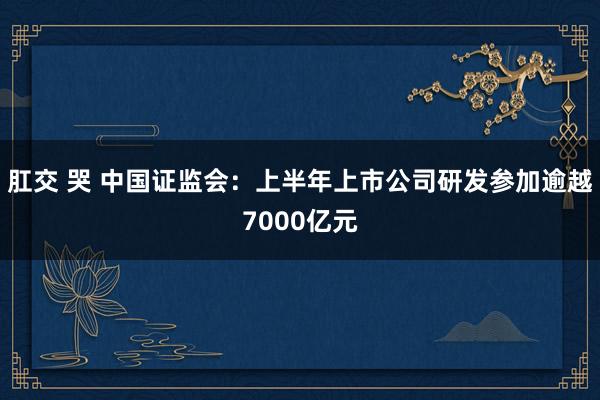 肛交 哭 中国证监会：上半年上市公司研发参加逾越7000亿元