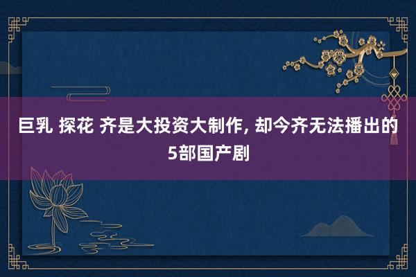 巨乳 探花 齐是大投资大制作, 却今齐无法播出的5部国产剧