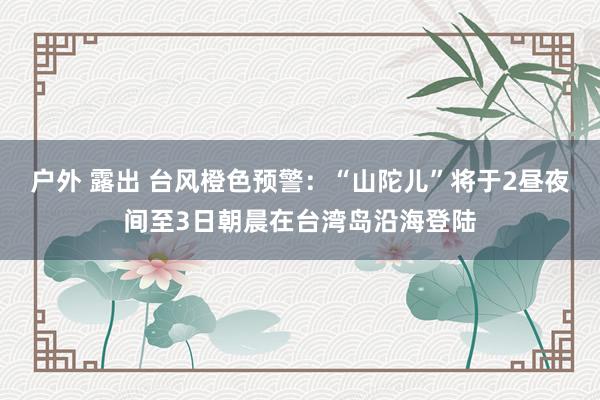 户外 露出 台风橙色预警：“山陀儿”将于2昼夜间至3日朝晨在台湾岛沿海登陆