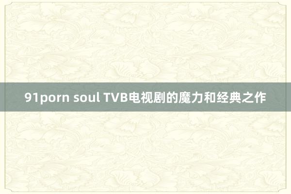 91porn soul TVB电视剧的魔力和经典之作