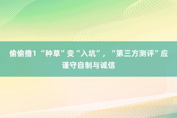 偷偷撸1 “种草”变“入坑”，“第三方测评”应谨守自制与诚信