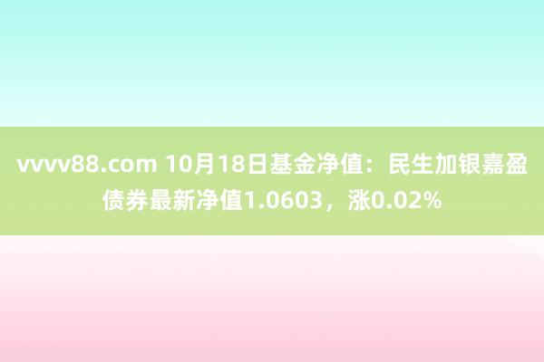 vvvv88.com 10月18日基金净值：民生加银嘉盈债券最新净值1.0603，涨0.02%