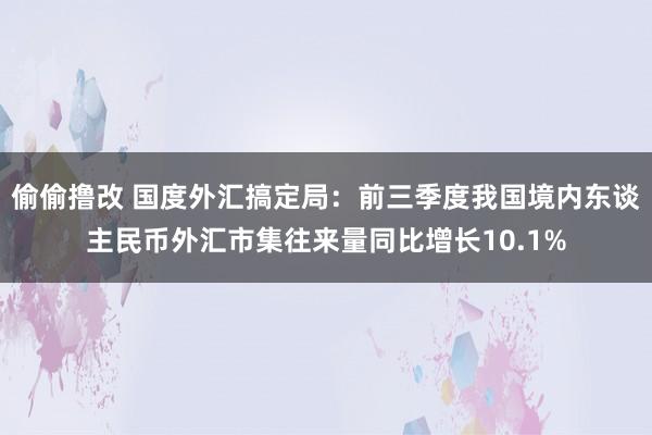 偷偷撸改 国度外汇搞定局：前三季度我国境内东谈主民币外汇市集往来量同比增长10.1%