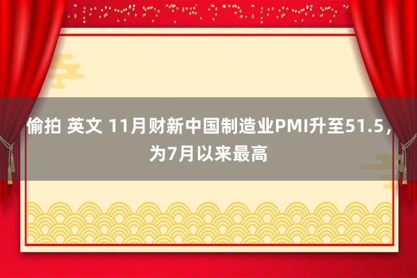 偷拍 英文 11月财新中国制造业PMI升至51.5，为7月以来最高