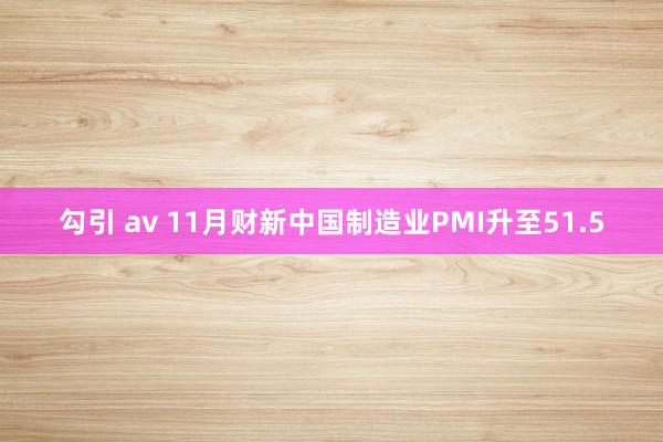 勾引 av 11月财新中国制造业PMI升至51.5