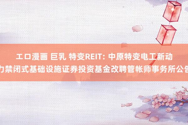 エロ漫画 巨乳 特变REIT: 中原特变电工新动力禁闭式基础设施证券投资基金改聘管帐师事务所公告