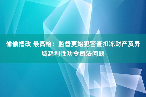 偷偷撸改 最高检：监督更始犯警查扣冻财产及异域趋利性功令司法问题