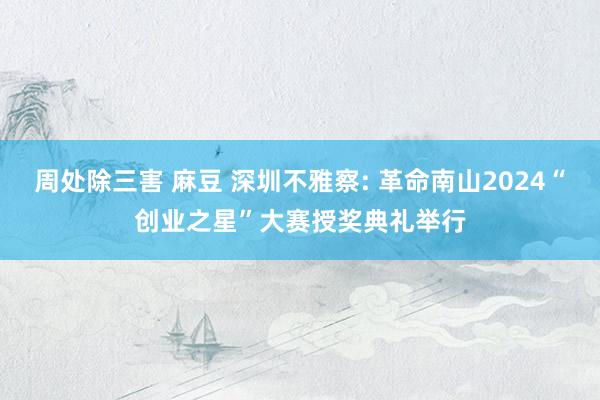 周处除三害 麻豆 深圳不雅察: 革命南山2024“创业之星”大赛授奖典礼举行