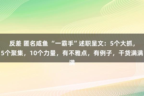 反差 匿名咸鱼 “一霸手”述职呈文：5个大抓，5个聚集，10个力量，有不雅点，有例子，干货满满