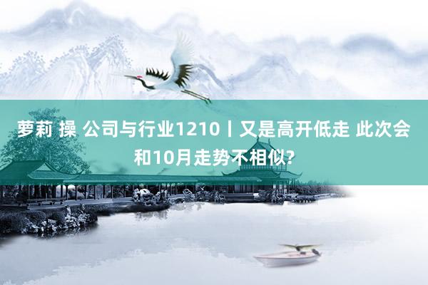 萝莉 操 公司与行业1210丨又是高开低走 此次会和10月走势不相似?