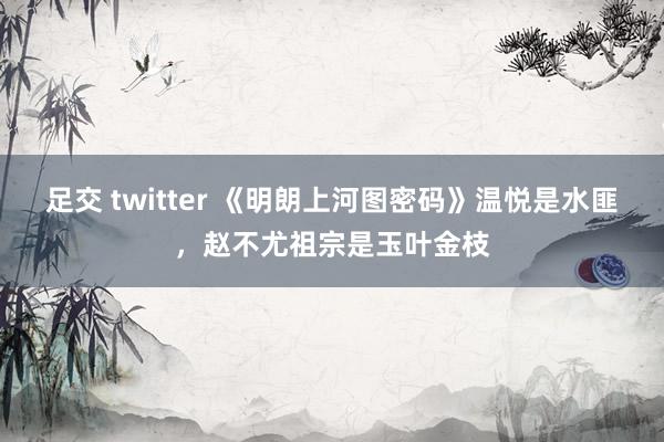 足交 twitter 《明朗上河图密码》温悦是水匪，赵不尤祖宗是玉叶金枝